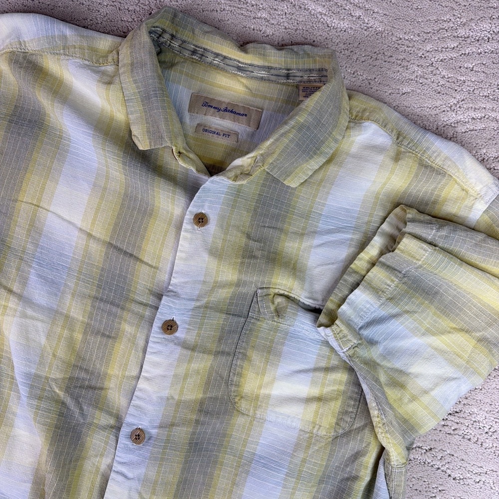 Men's Tommy Bahama 2XL Short Sleeve Silk Blend‎ Button Shirt Hawaiian Resort